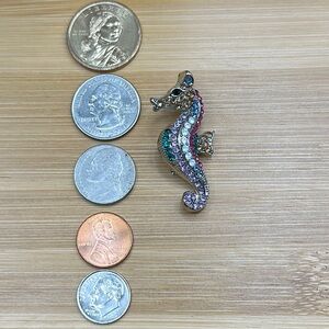 Colorful Seahorse Brooch with Sparkling Stones